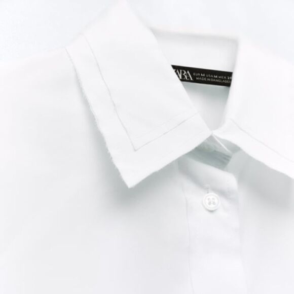 ZARA OVERSIZED POPLIN SHIRT RAW HEM - Picture 2 of 8